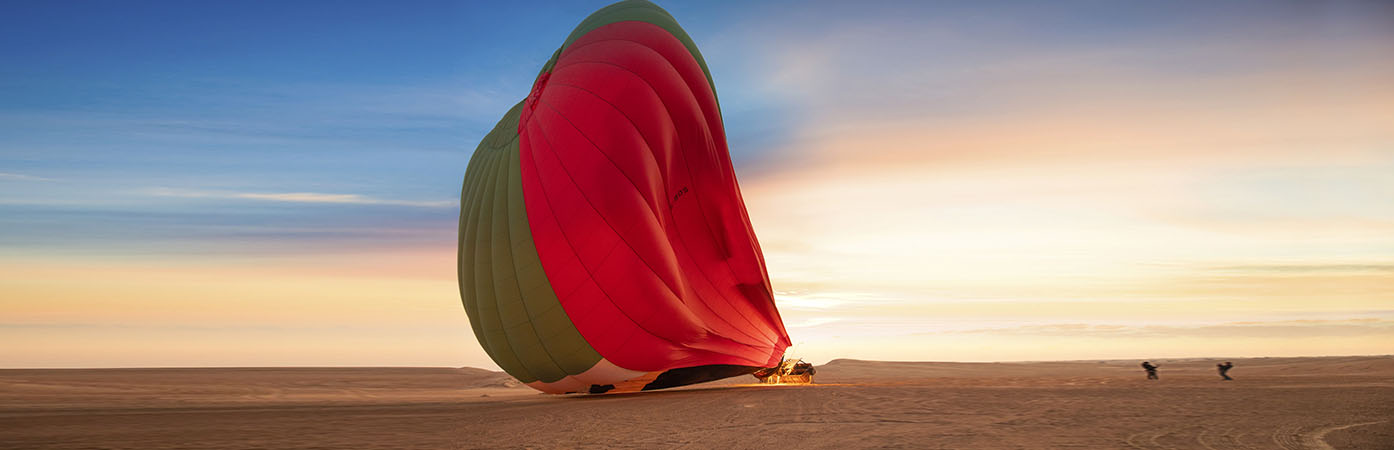 Hot Air Balloon Getting Ready in Dubai Desert
