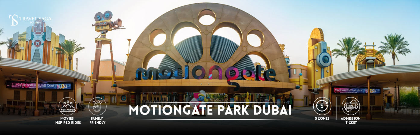 Motiongate Dubai Tickets | Motiongate dubai rides bt banner by Travel Saga Tourism