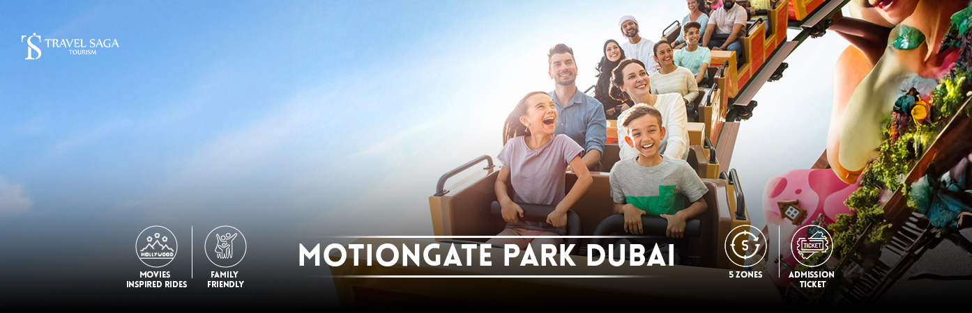 Motiongate Dubai Tickets | Motiongate dubai rides bt banner by Travel Saga Tourism