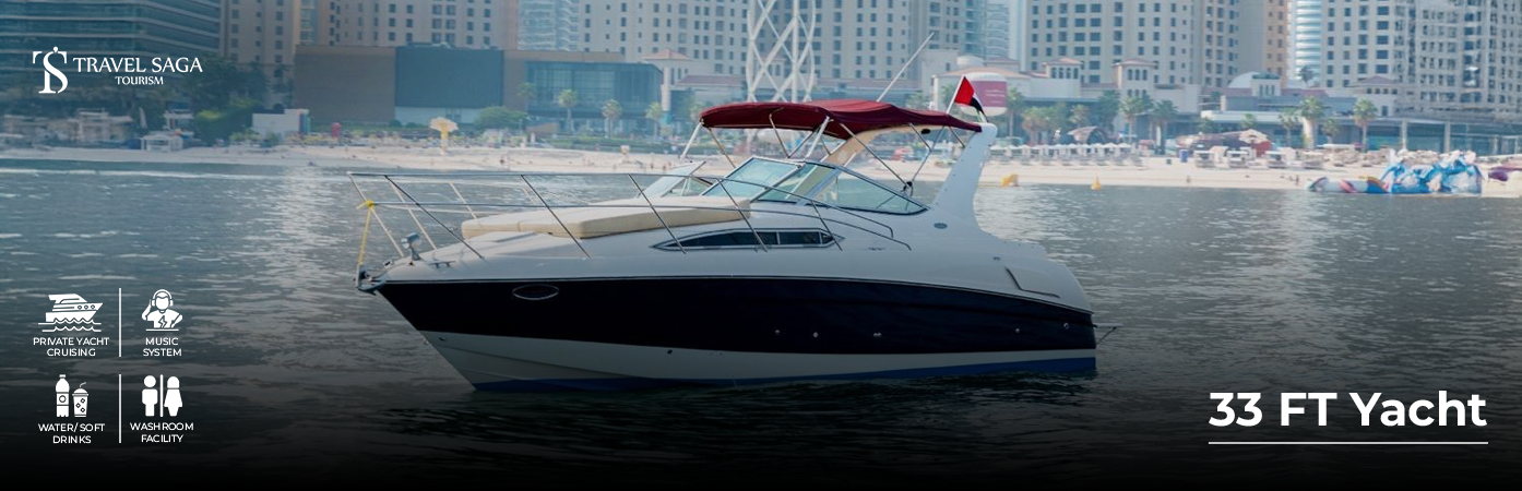 Book 33 ft yacht Dubai up to 6 people luxury yacht ride