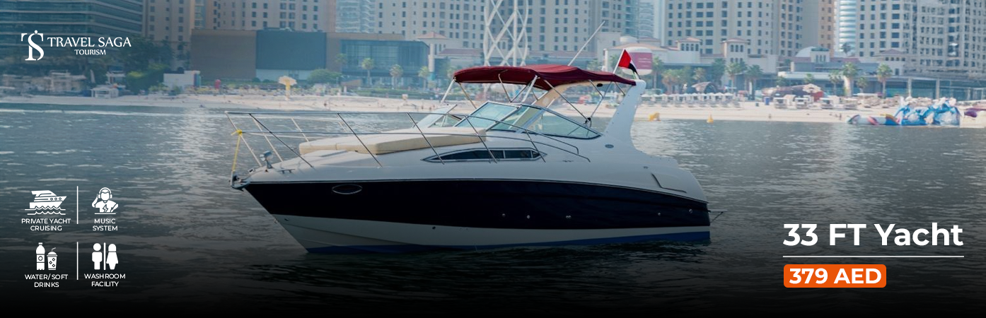Book 33 ft yacht Dubai up to 6 people luxury yacht ride
