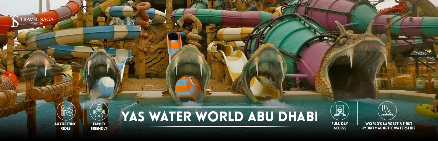 Yas waterworld Abu Dhabi | yas waterworld abu dhabi tickets BT banner by Travel Saga Tourism.