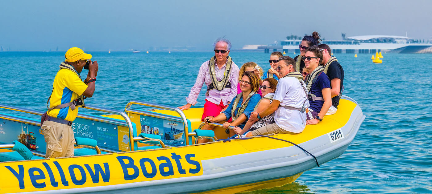 Yellow boats tourist in Dubai