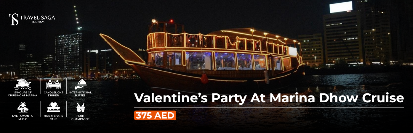 Book Valentine’s Party At Marina Dhow Cruise Dubai candlelight