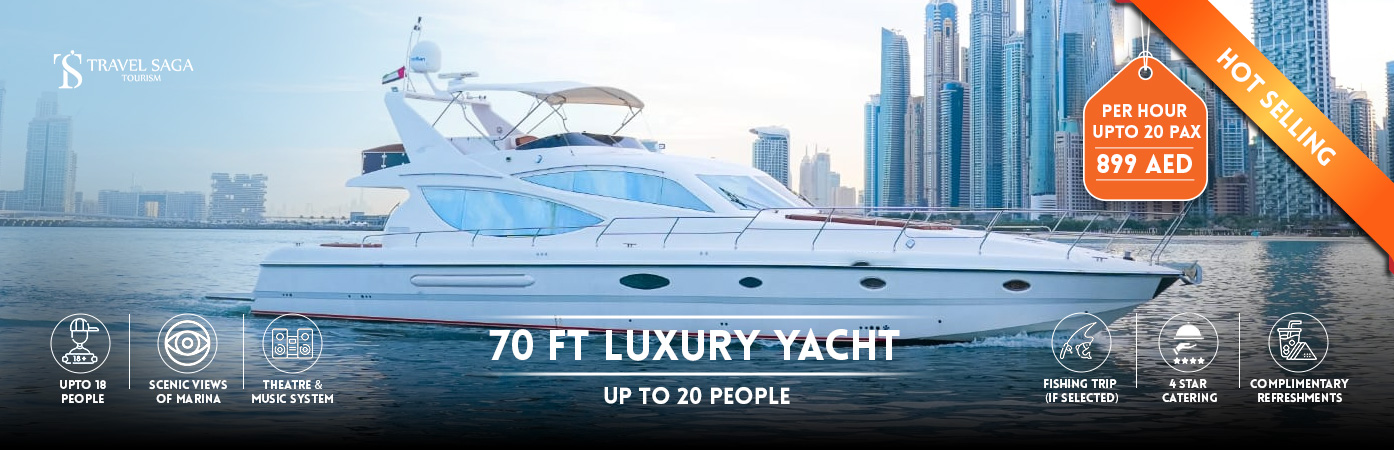 70 Ft Luxury Yacht | 70 Ft Yacht bt banner Travel Saga Tourism