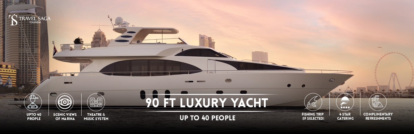 90 Ft Luxury Yacht | 90 Ft Yacht banner by Travel Saga Tourism