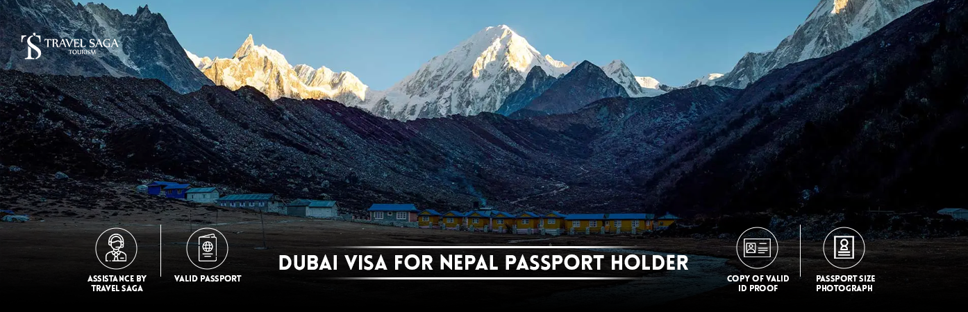 Dubai Visa For Nepal Passport Holder | Dubai tourist visa from nepal BT Banner by Travel Saga Tourism