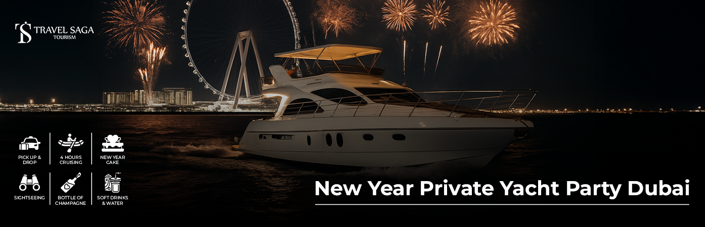 New Year Private Yacht Party Dubai BT Banner by Travel Saga Tourism