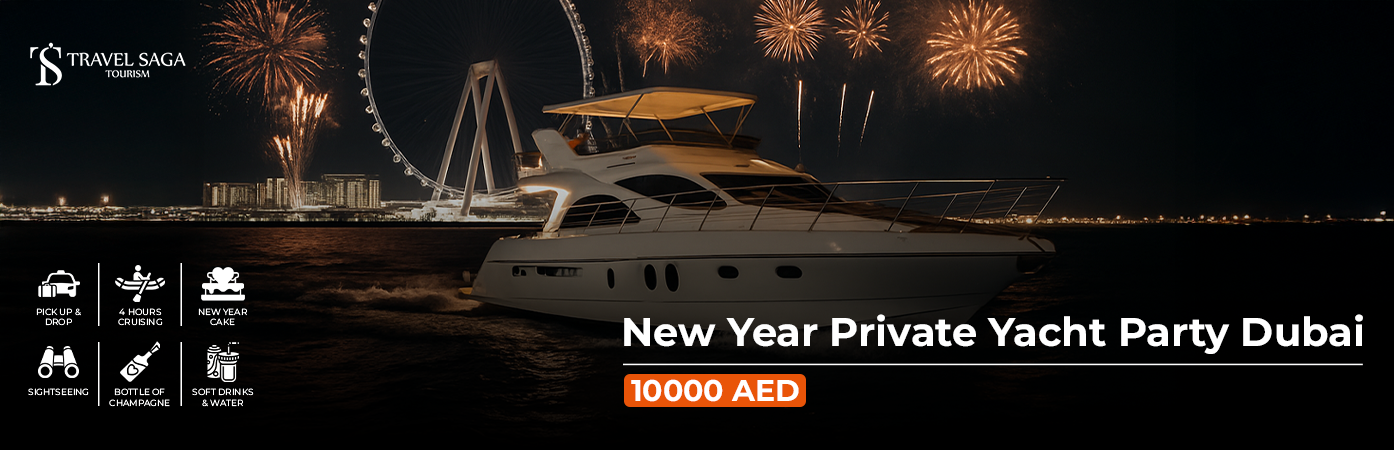 New Year Private Yacht Party Dubai BT Banner by Travel Saga Tourism