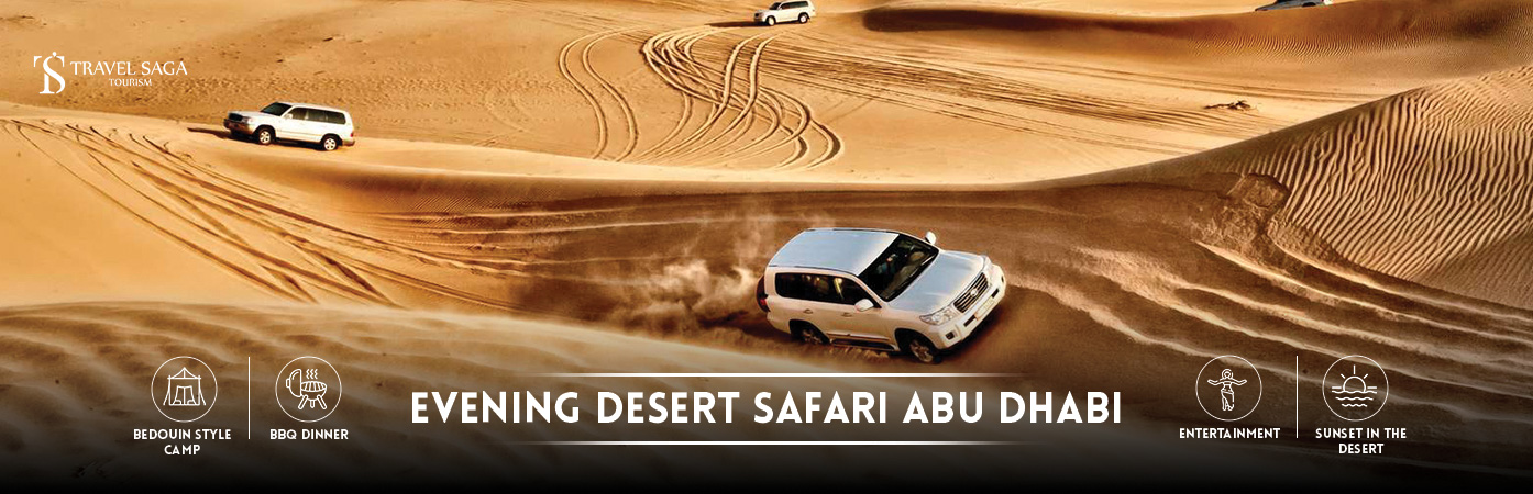 Evening Desert Safari Abu Dhabi bt Banner by travel saga tourism