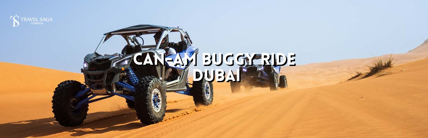 Can Am buggy ride in Dubai bt banner by Travel Saga Tourism