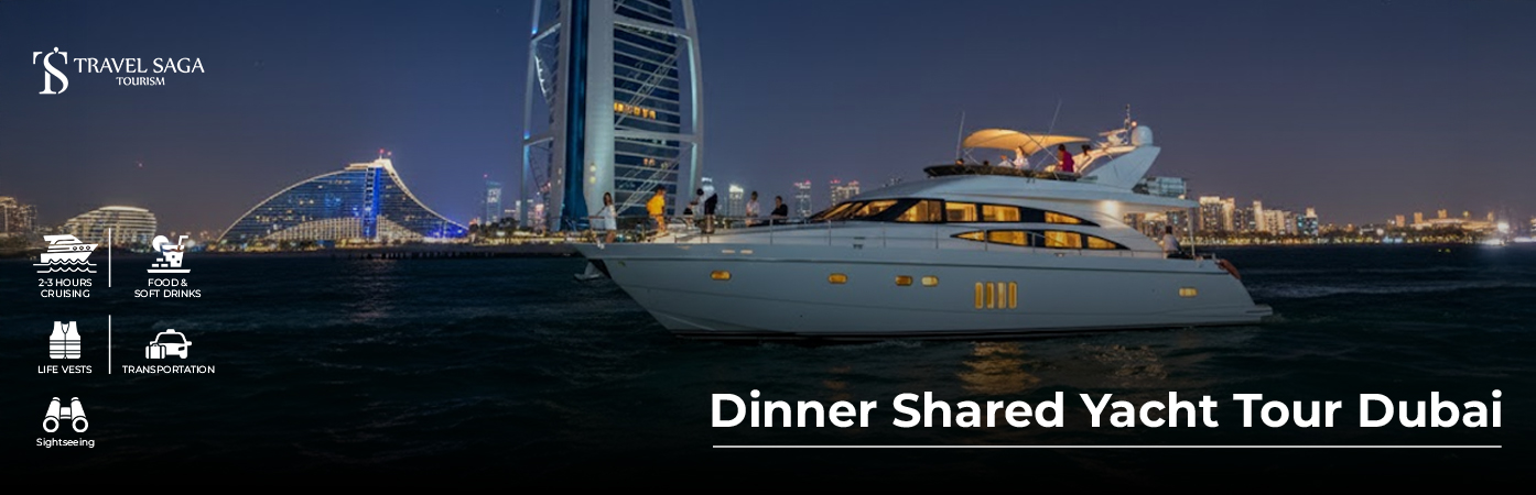 Book dinner shared yacht tour dubai skyline night view