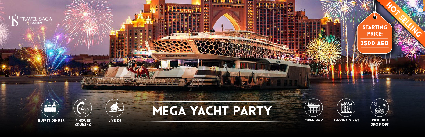 mega yatch new year celebration bt banner by Travel Saga Tourism