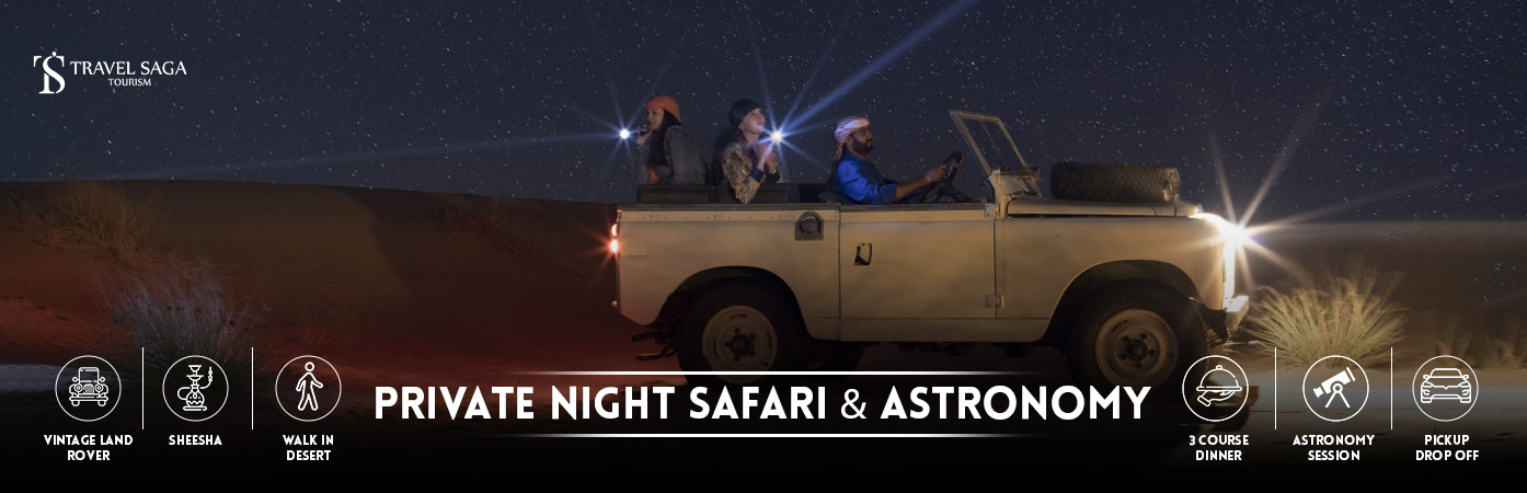 Private Night Safari and Astronomy bt banner by Travel Saga Tourism