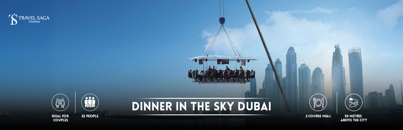 dinner in the sky Dubai menu | dinner in the sky Dubai BT banner by Travel Saga Tourism