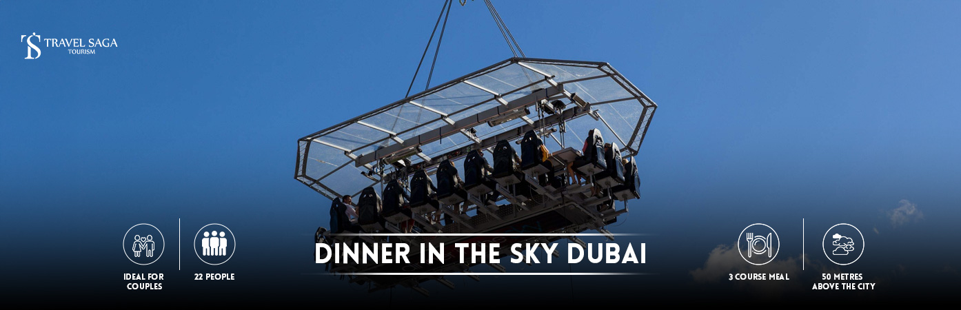 dinner in the sky Dubai menu | dinner in the sky Dubai BT banner by Travel Saga Tourism