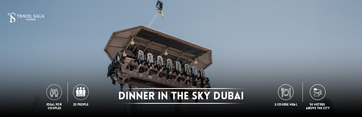 dinner in the sky Dubai menu | dinner in the sky Dubai BT banner by Travel Saga Tourism