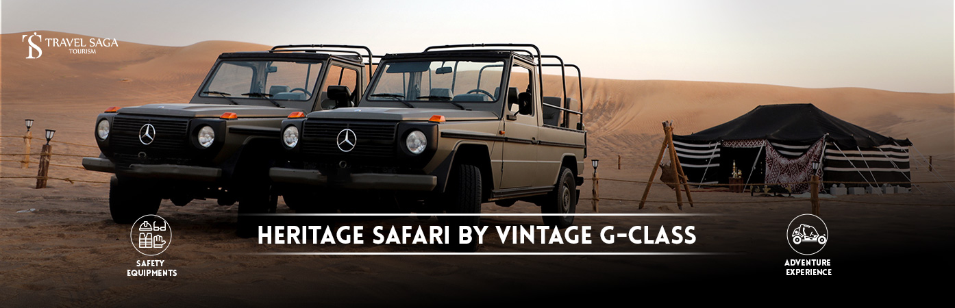 Dubai’s Evening Heritage Safari by Vintage G-Class bt banner by Travel Saga Tourism