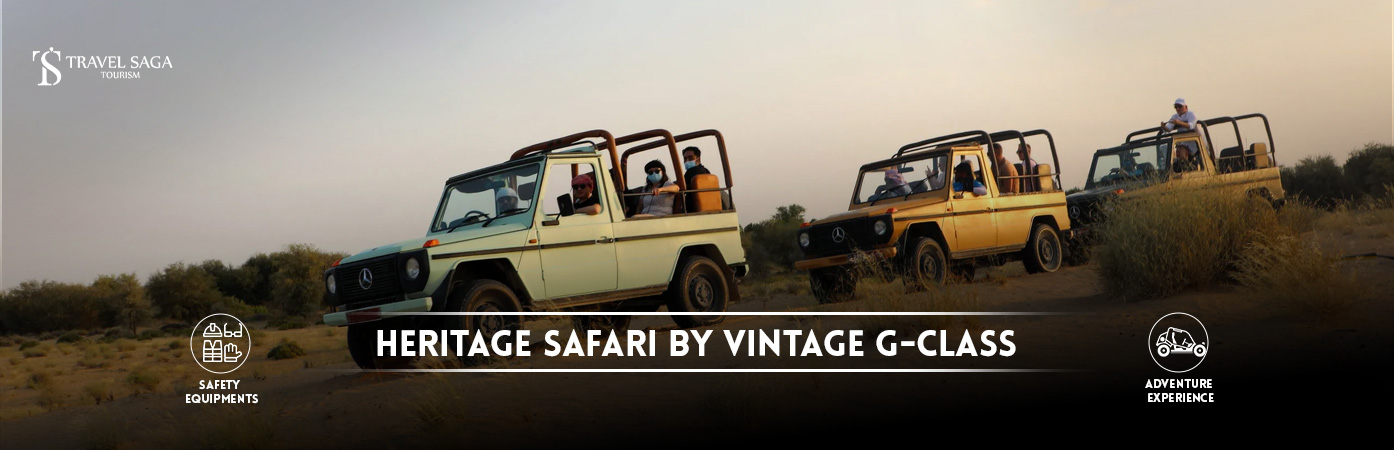 Dubai’s Evening Heritage Safari by Vintage G-Class bt banner by Travel Saga Tourism