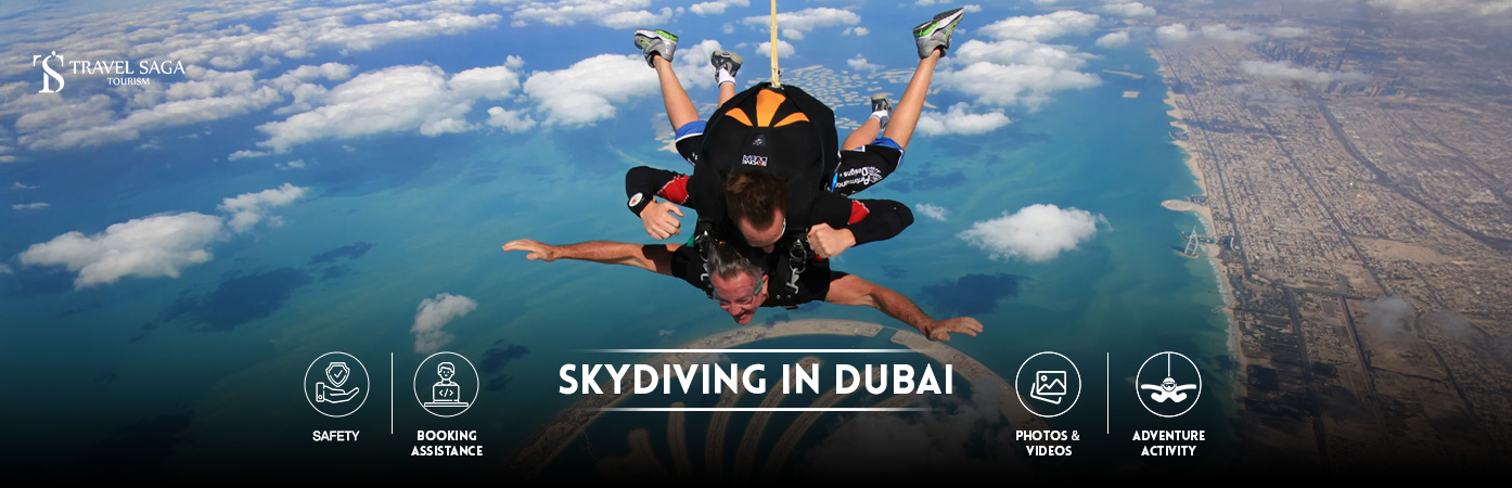 skydive Dubai price | skydive Dubai palm BT banner by Travel Saga Tourism