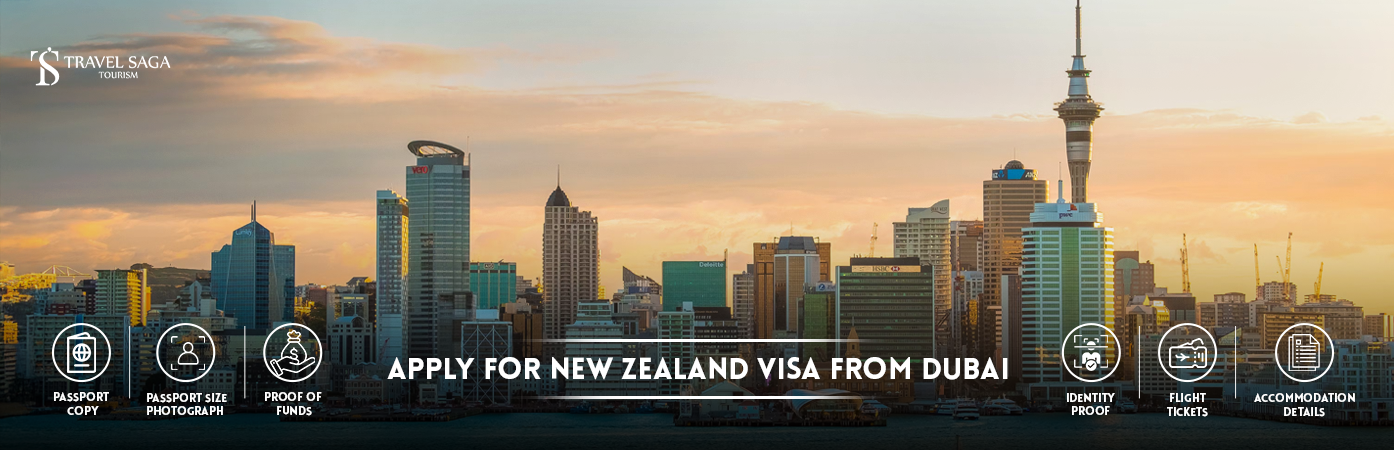 Apply for New Zealand Visa from Dubai | New Zealand tourist visa BT Banner by Travel Saga Tourism