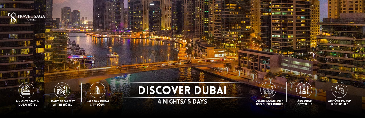 4 nights 5 days dubai holiday package | Dubai 4 nights 5 days package Bt Banner by Travel Saga Tourism