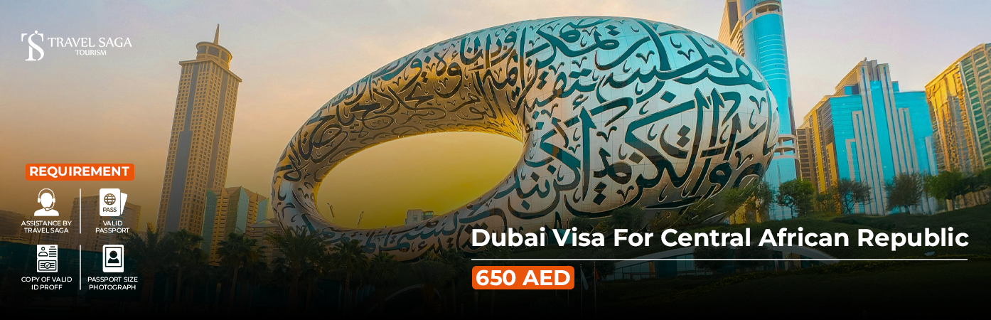 Dubai Visa for Central African BT Banner by Travel Saga Tourism
