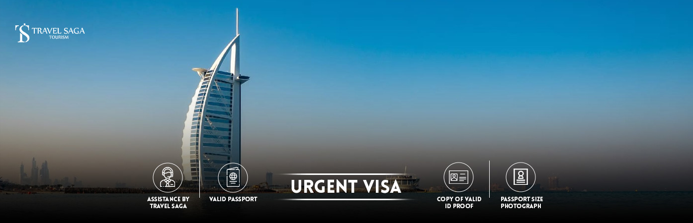 Urgent Dubai Visa | urgent visit visa dubai Bt banner by Travel Saga Tourism