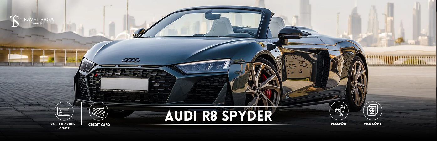 Rent Audi R8 Spyder | Audi R8 RENTAL BT Banner by Travel Saga Tourism