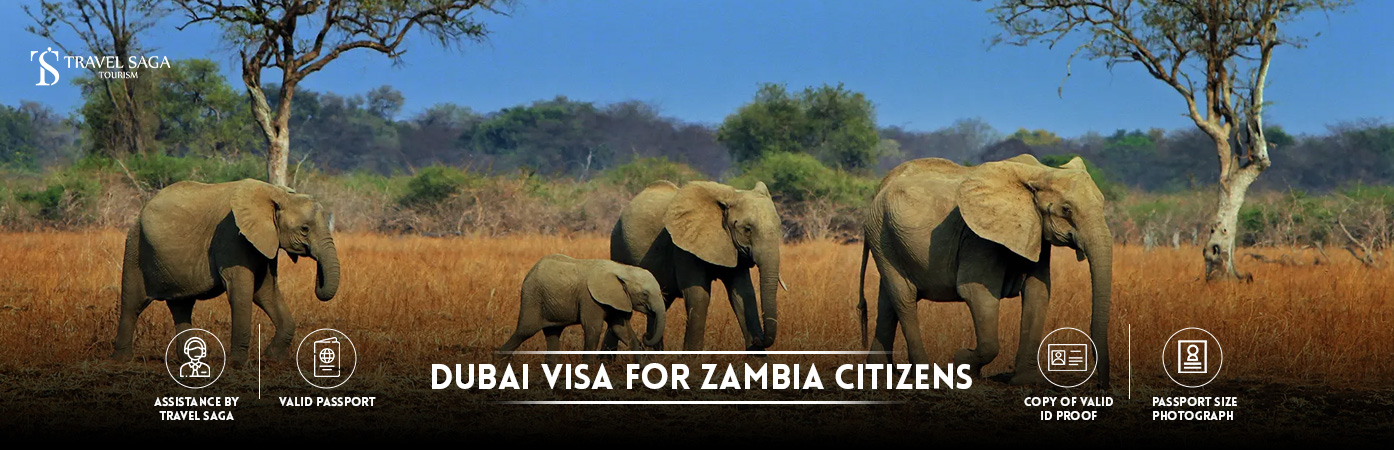 Dubai visit Visa for Zambia | Dubai tourist Visa for Zambia BT Banner by Travel Saga Tourism
