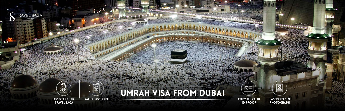 Umrah visit visa from Dubai | Umrah tourist visa from Dubai BT Banner by Travel Saga Tourism