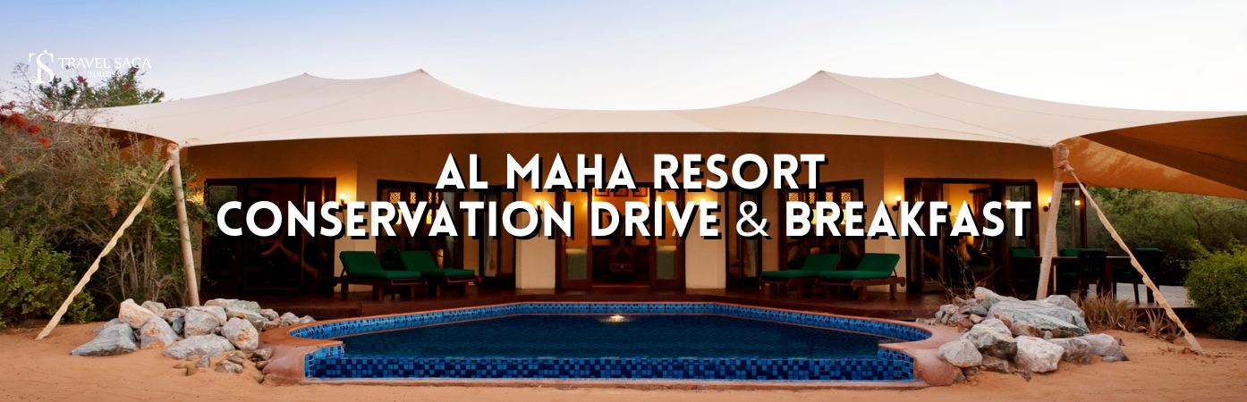 Conservation Drive and Breakfast at Al Maha Resort bt banner by Travel saga Tourism