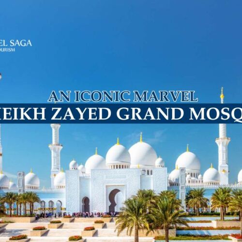 Sheikh Zayed Grand Mosque Abu Dhabi blog banner by Travel Saga Tourism