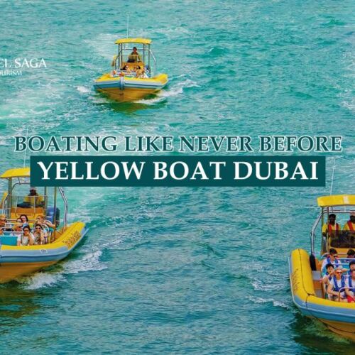 Yellow boat Dubai blog banner by Travel Saga Tourism