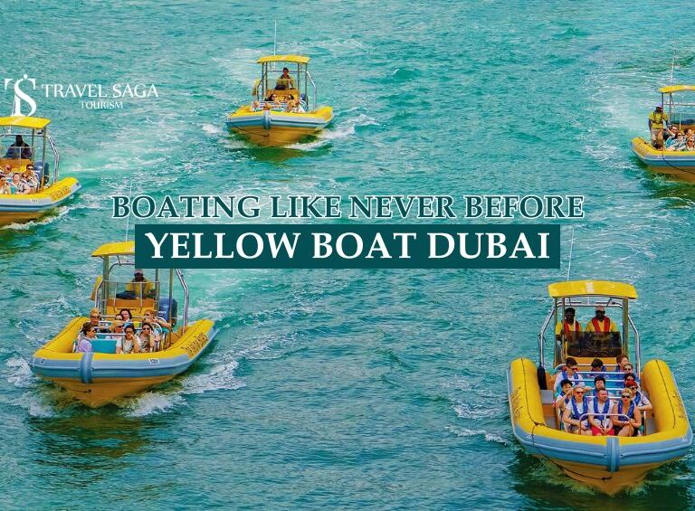 Yellow boat Dubai blog banner by Travel Saga Tourism