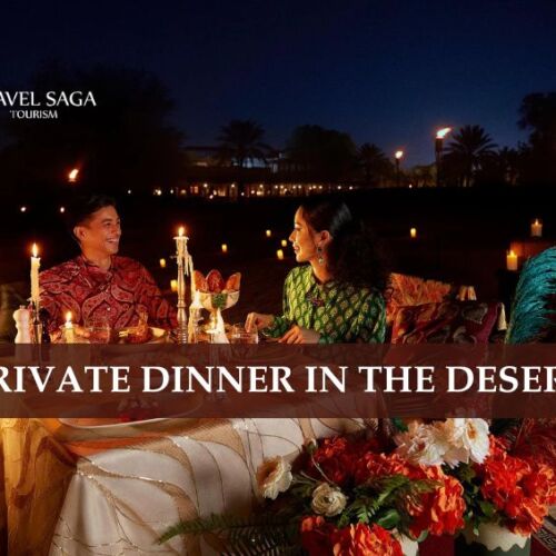 Private Dinner experience desert and Private Dinner on the Sand Dunes Blog Banner by Travel Saga Tourism