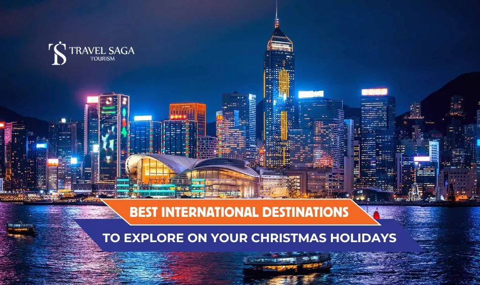 Best Christmas Destinations in the World and places to celebrate Christmas around the world Blog Banner By Travel Saga Tourism