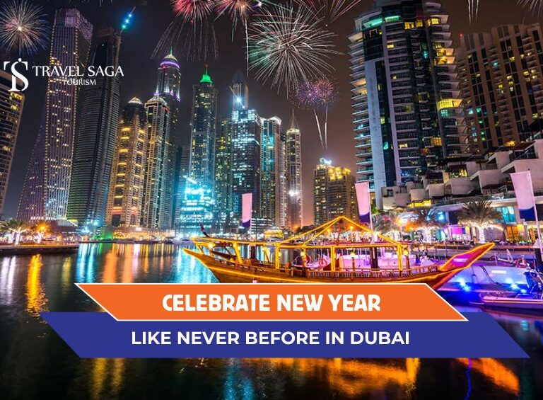New Year in Dubai and New Year Eve Dinner Cruises blog banner by Travel Saga Tourism