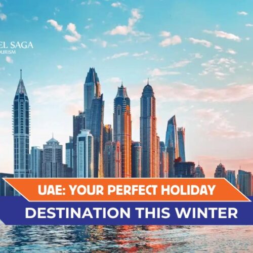 Why Dubai should be your winter destination and Places to Visit in December in Dubai Blog Banner By Travel Saga Tourism