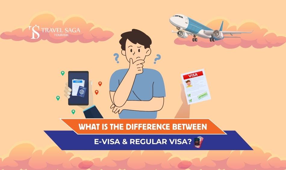 E visa Application and E visa vs regular visa Blog Banner By Travel Saga Tourism