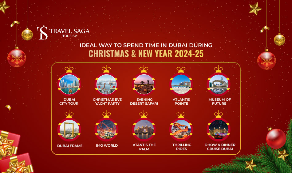 Plan Your Christmas And New Year Celebrations In UAE blog banner by Travel Saga Tourism