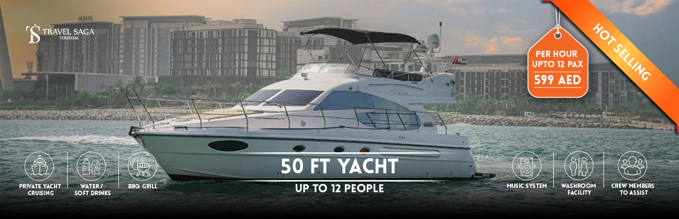 50 ft yacht capacity | 50 Ft Yacht BT banner by Travel Saga Tourism