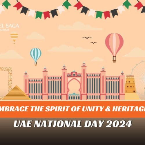 UAE National Day 2024 and UAE Celebrates National Day blog banner by Travel Saga Tourism