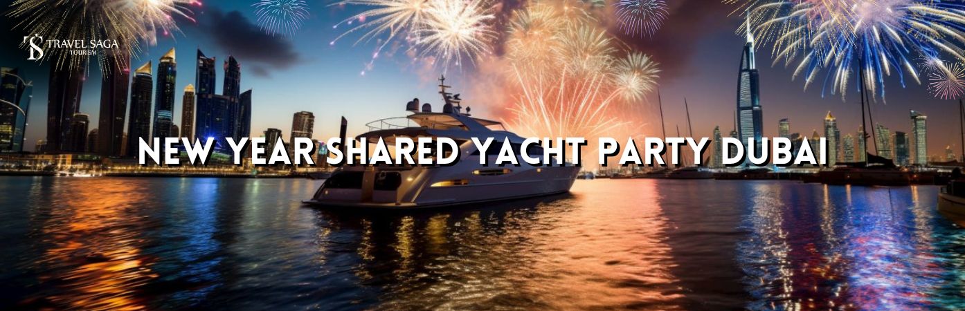 New Year's Eve Yacht rental Dubai and New Year Yacht Party Dubai Marina BT banner by Travel Saga Tourism