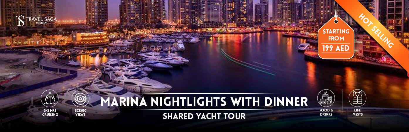 Dinner at Dubai Marina bt banner by Travel Saga Tourism