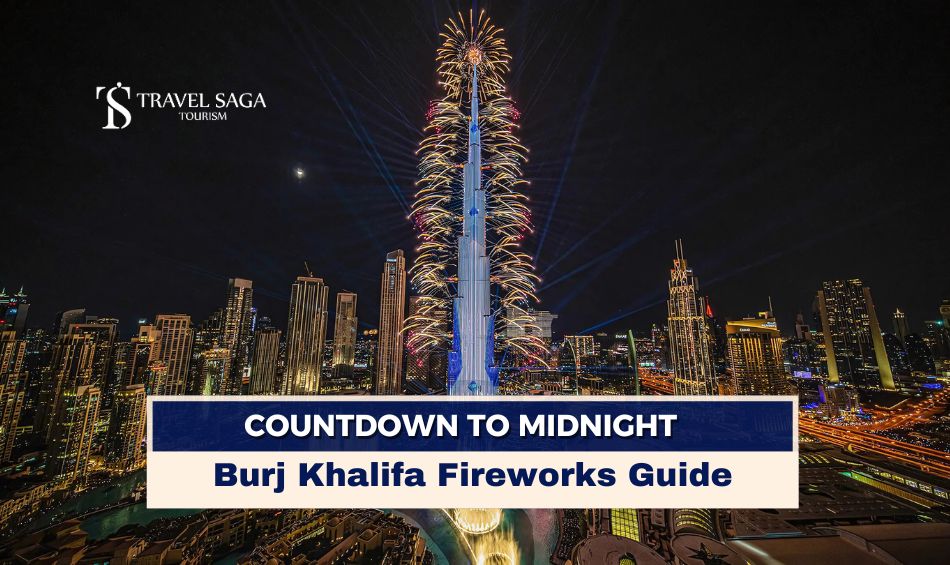 Burj Khalifa Fireworks show Dubai and New Year Fireworks Dubai blog banner by Travel Saga Tourism