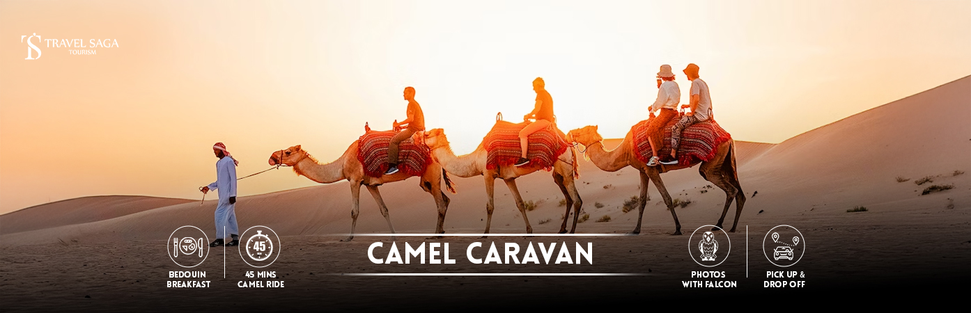 Camel Safari in Dubai | Dubai desert camel ride BT banner Travel Saga Tourism