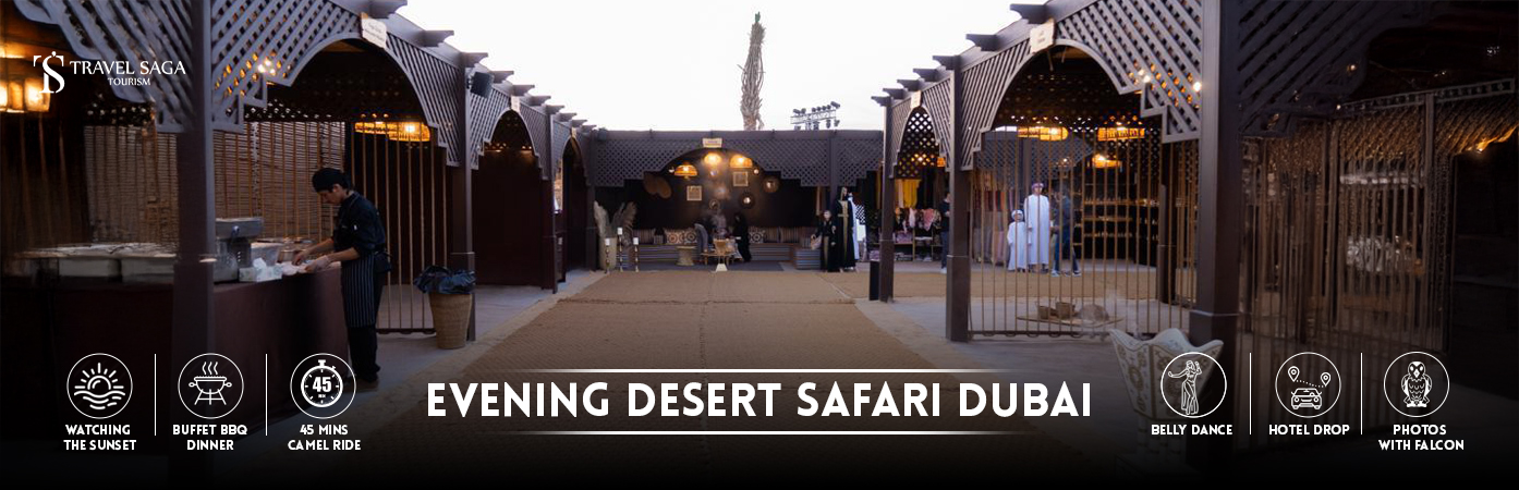 Evening desert safari timings | Evening Desert Safari BT banner Travel Saga Tourism