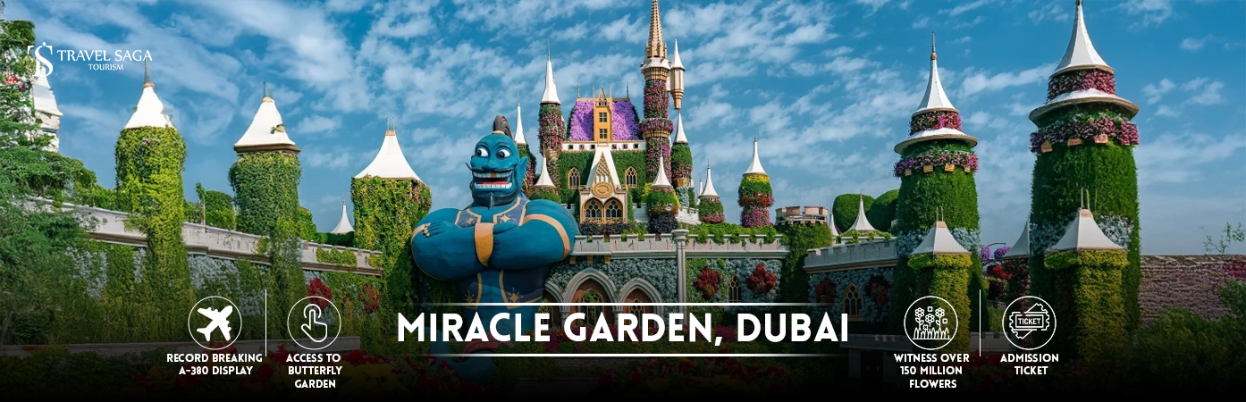 Dubai miracle garden ticket price | Dubai miracle garden photos bt banner by Travel Saga Tourism