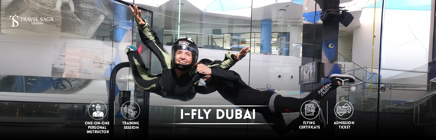 indoor skydiving Dubai | ifly Dubai price bt banner by Travel Saga Tourism